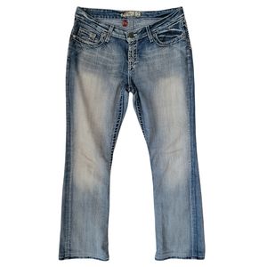 BKE Womens Kate Straightleg Denim Jeans Blue Light Wash Embroidered Stretch 10S